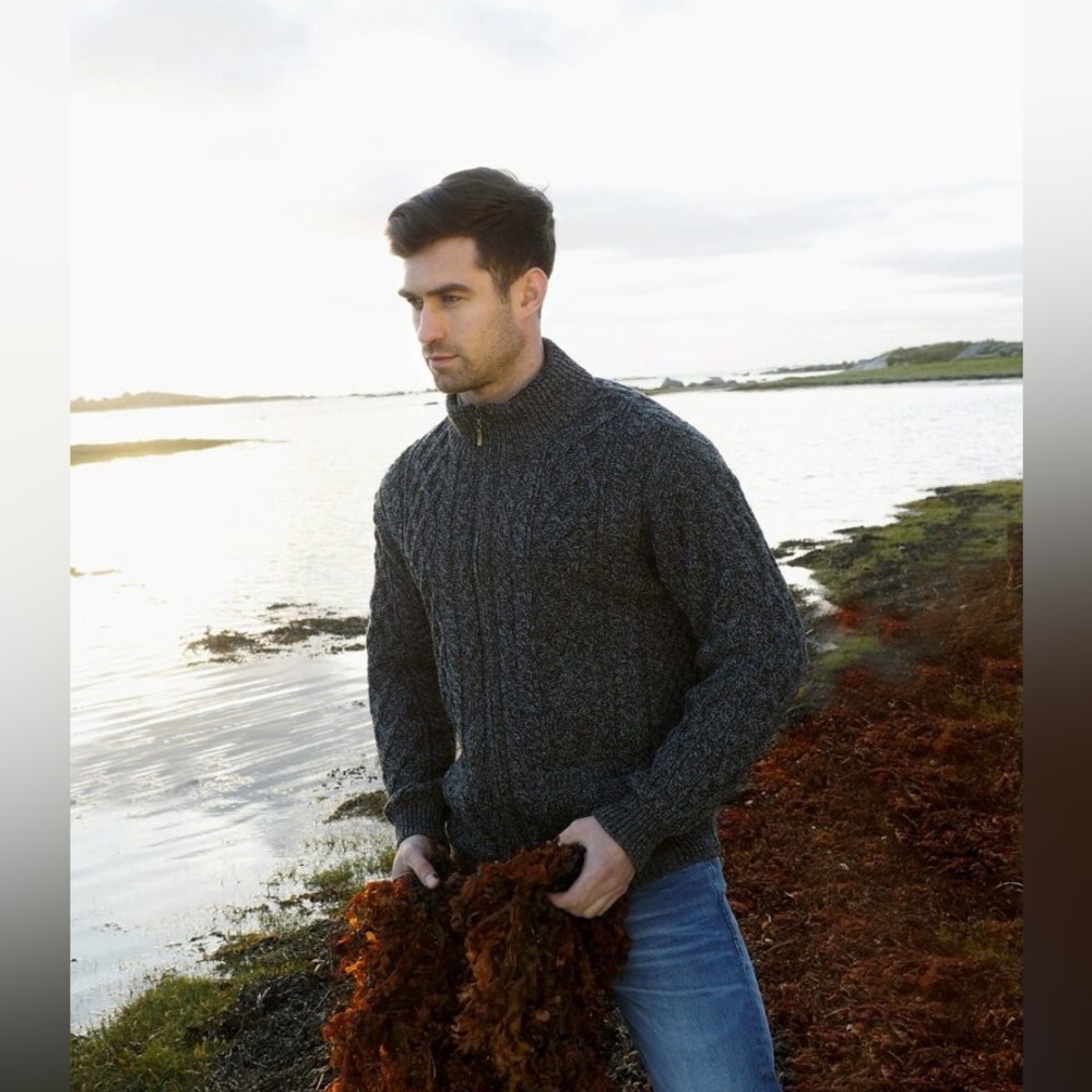 Aran Crafts Mans Zipper Cardigan